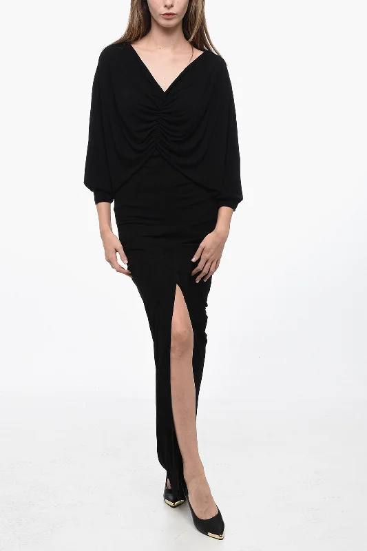 Saint Laurent V-neckline Draped Dress 42 Italian size