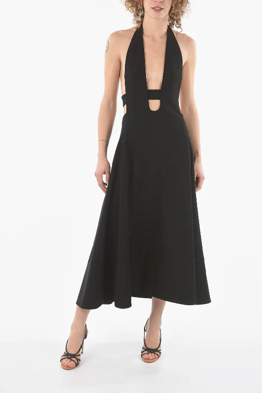 Saint Laurent Cut-out Detail Bare Back Wool Dress 42 Italian size