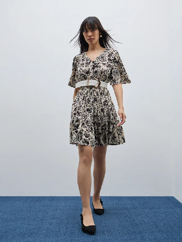 Bombay Paisley Black Printed Tiered Dress