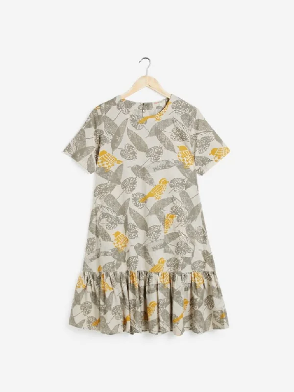 Bombay Paisley Off White Printed Tiered Dress