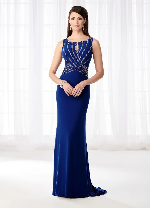 Cameron Blake - Cross Beaded Cutout Bodice Jersey Dress 218631