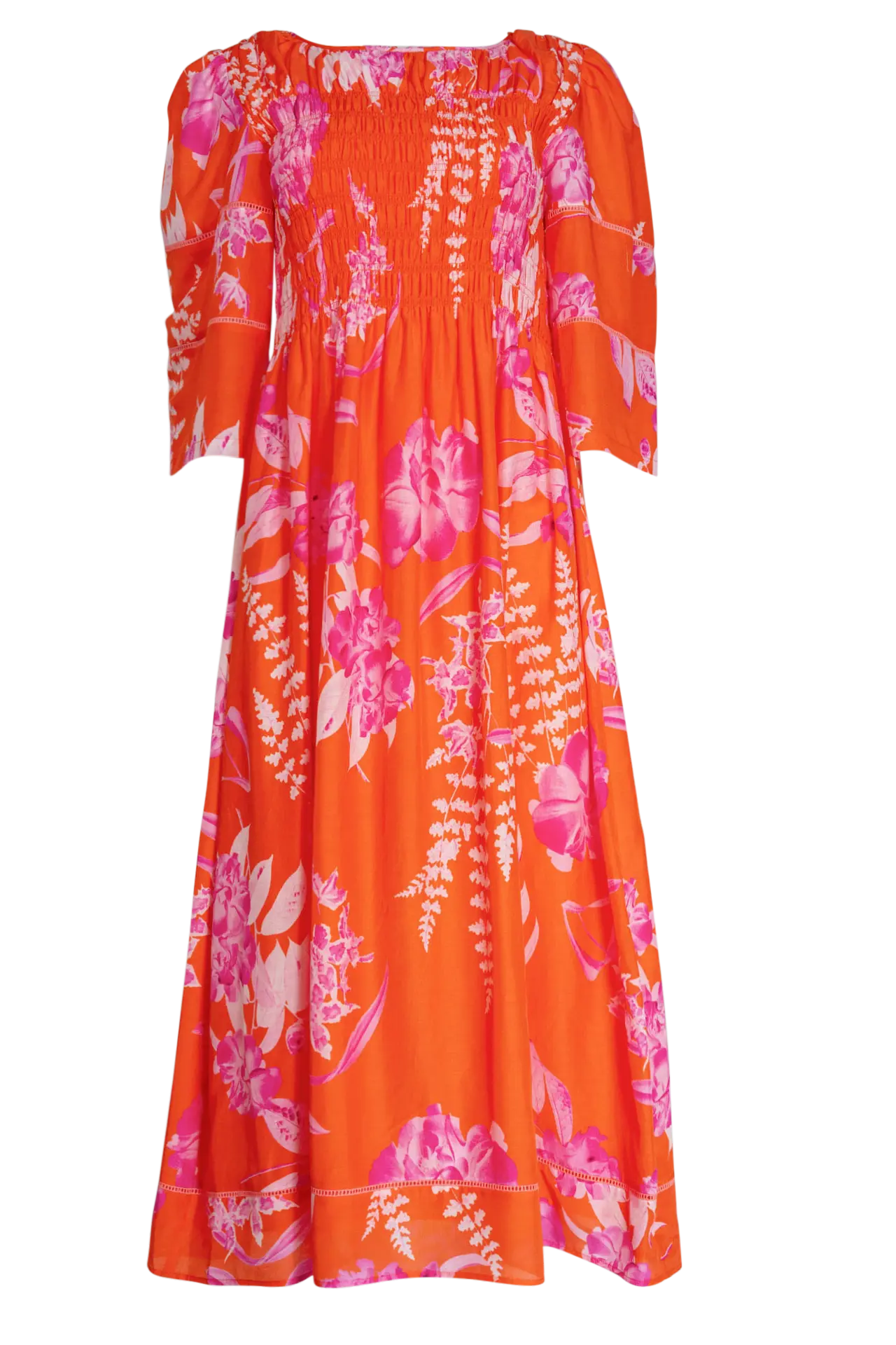Cannes Lace Night Garden Dress - Tangelo