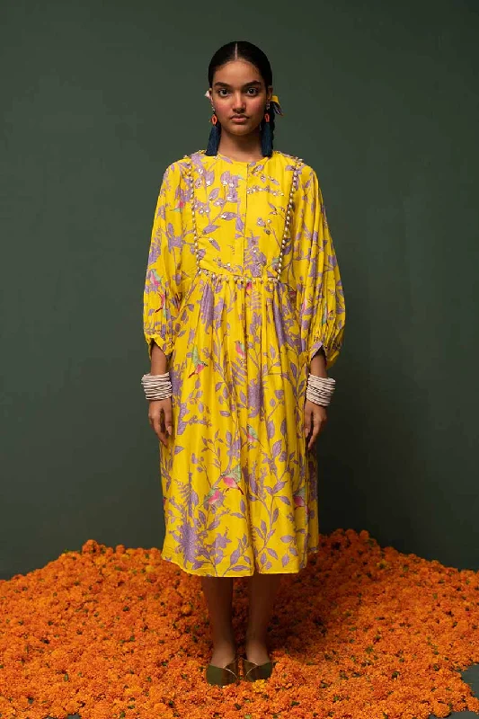 Masakali Yellow Embroidered Dress