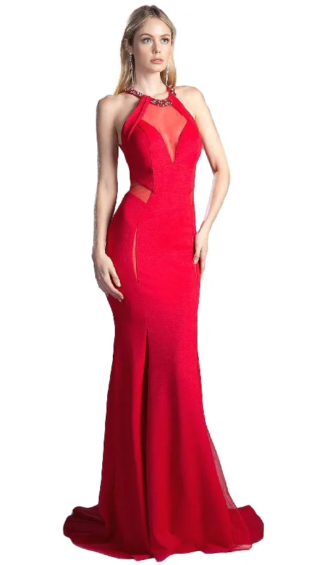 Cinderella Divine - Sheer Halter Fitted Trumpet Evening Dress CE0007