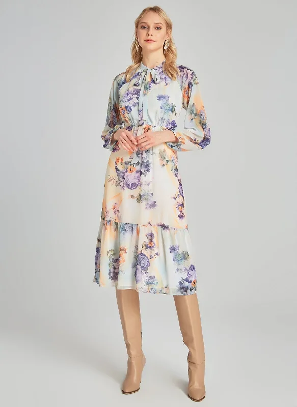 Printed Dress With Neckline Detail