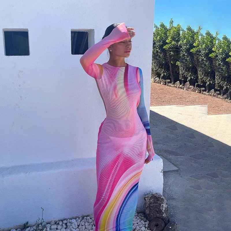 Rainbow Summer Beach Dress