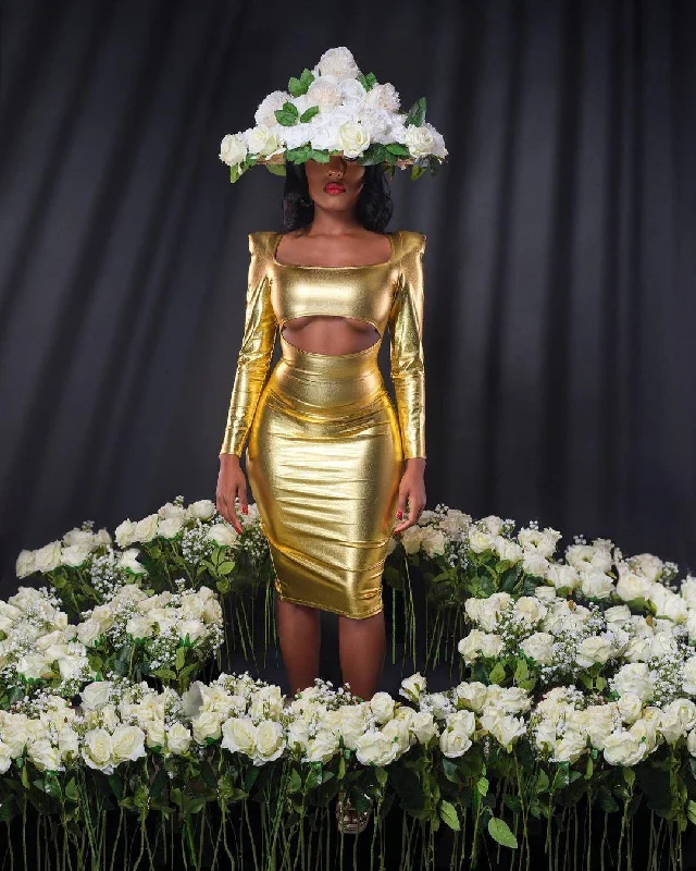 Gold Chyanne Cut Out Dress (The Bomb Fashion Show)