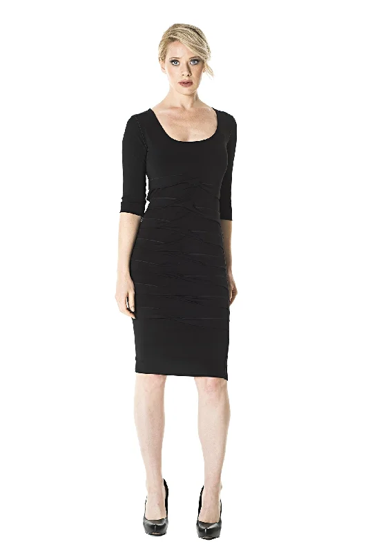 Elbow SL Reverse Pleat Dress