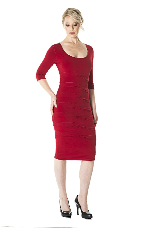 Elbow SL Reverse Pleat Dress