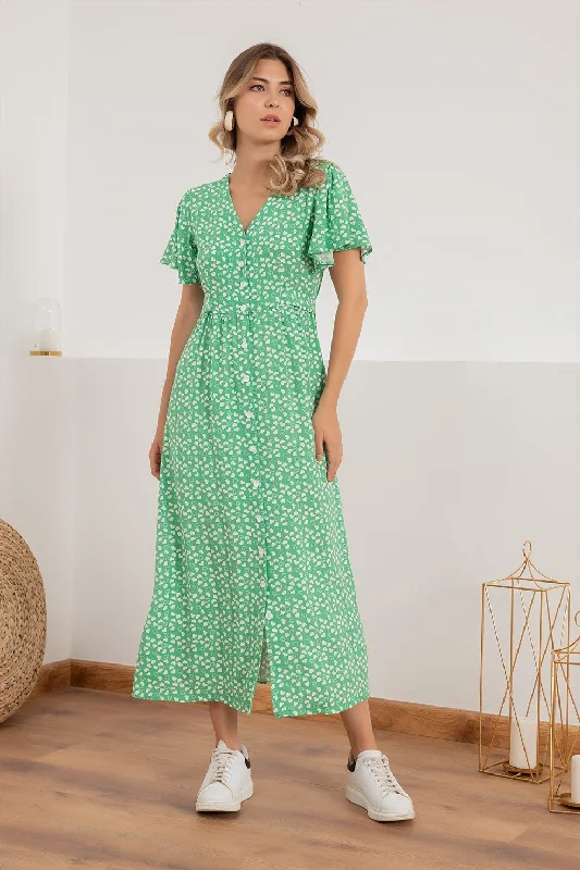 Heart Pattern Green Dress