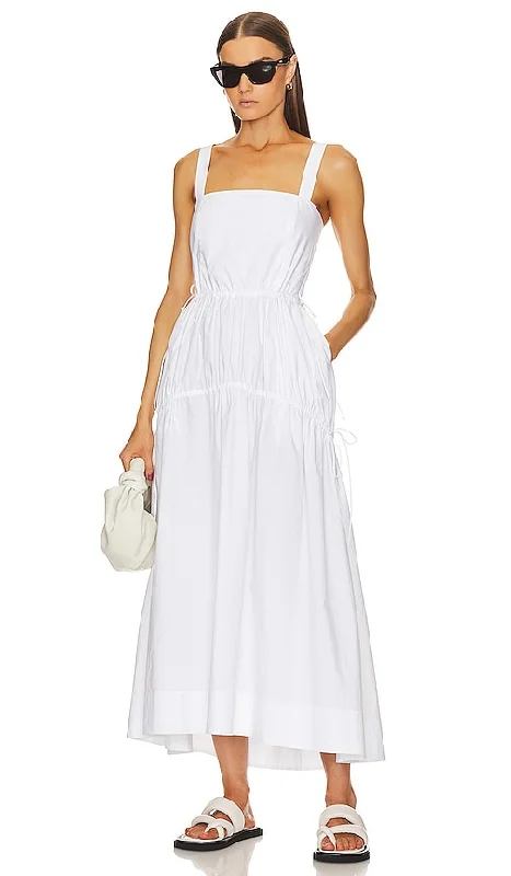 Helsa Cotton Poplin Midsummer Dress in White