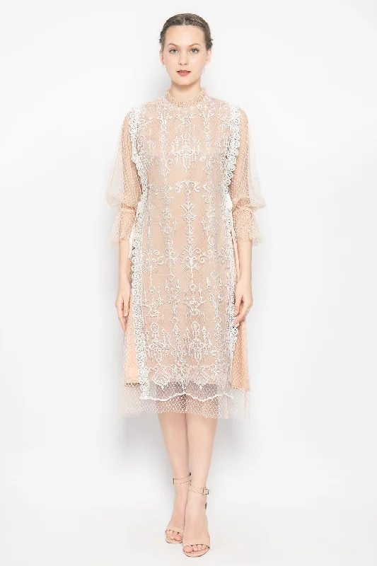Malika Dress in Nude White