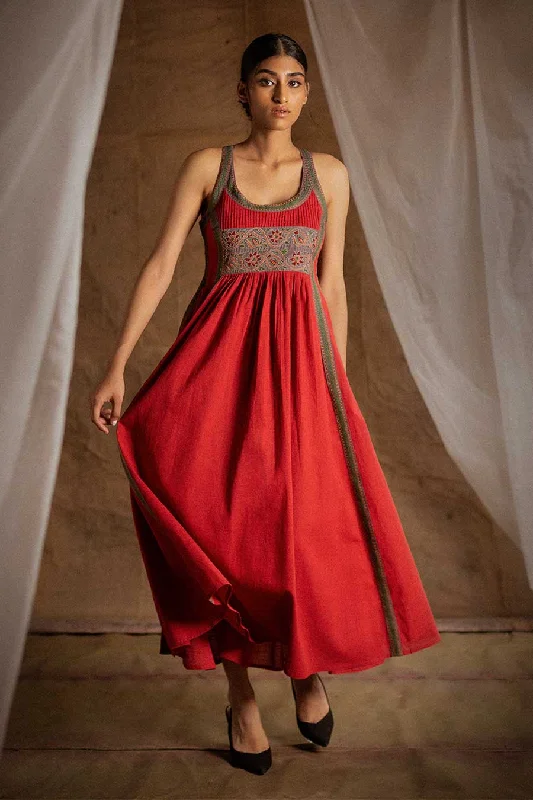 Red Embroidered Dress
