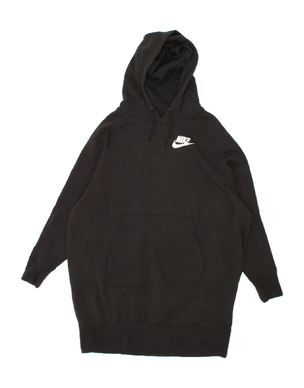 NIKE Womens Oversized Hoodie Dress UK 16 Large Black Cotton