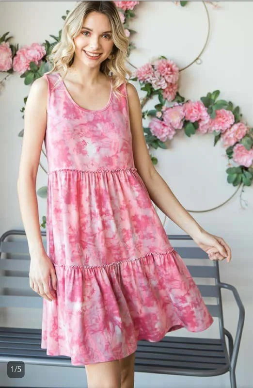 Perfectly Pink Tiered Tank Dress
