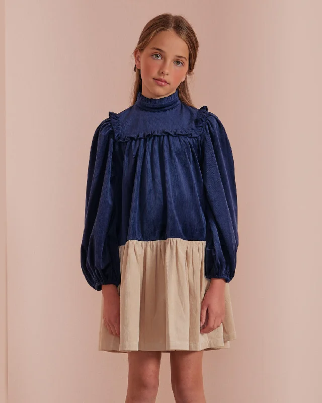 PETITE AMALIE "Petite Pink" Corduroy Spliced Baby Doll Dress