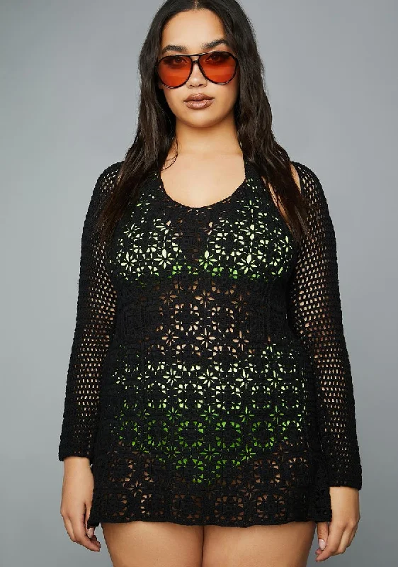 Plus Night Dance With You Crochet Dress Set