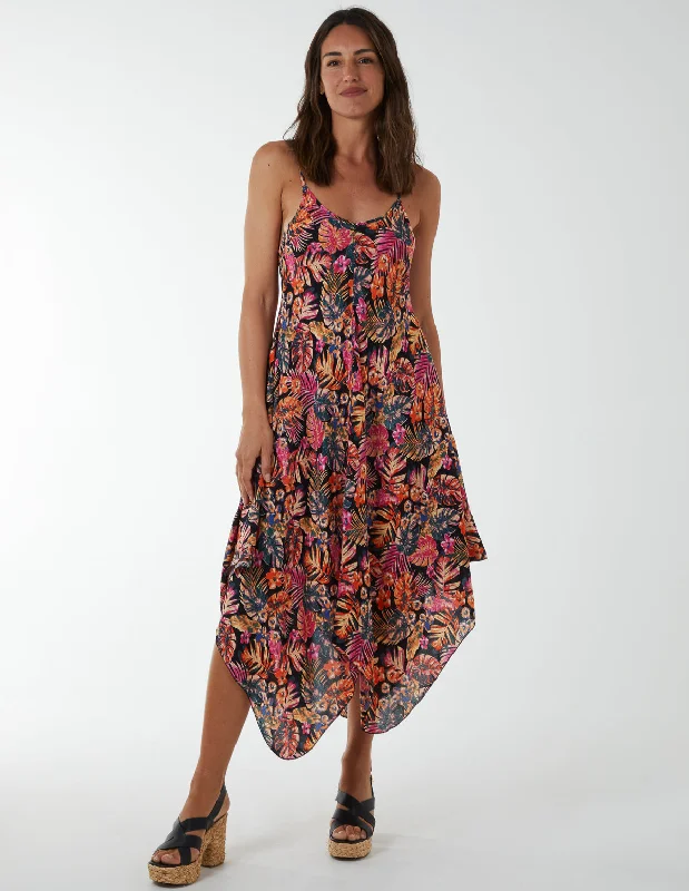 Printed Hanky Hem Dress