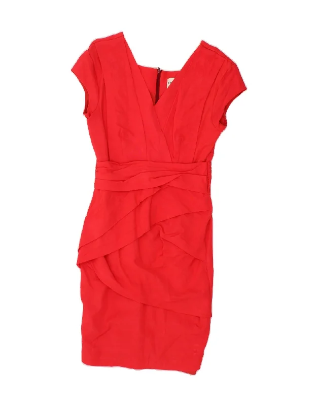 REISS Womens Sheath Dress UK 10 Small Red Viscose