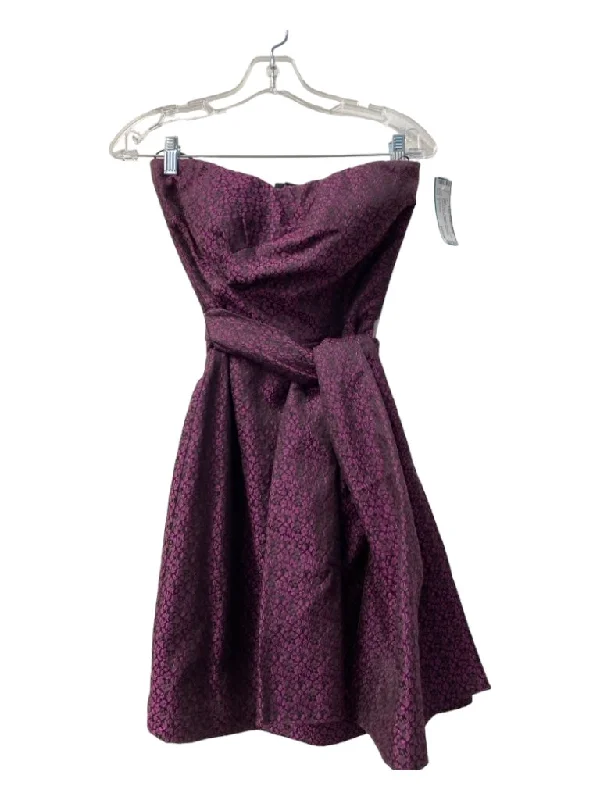 See By Chloe Size 4 Black & Purple Polyester Strapless Speckled A Line Dress