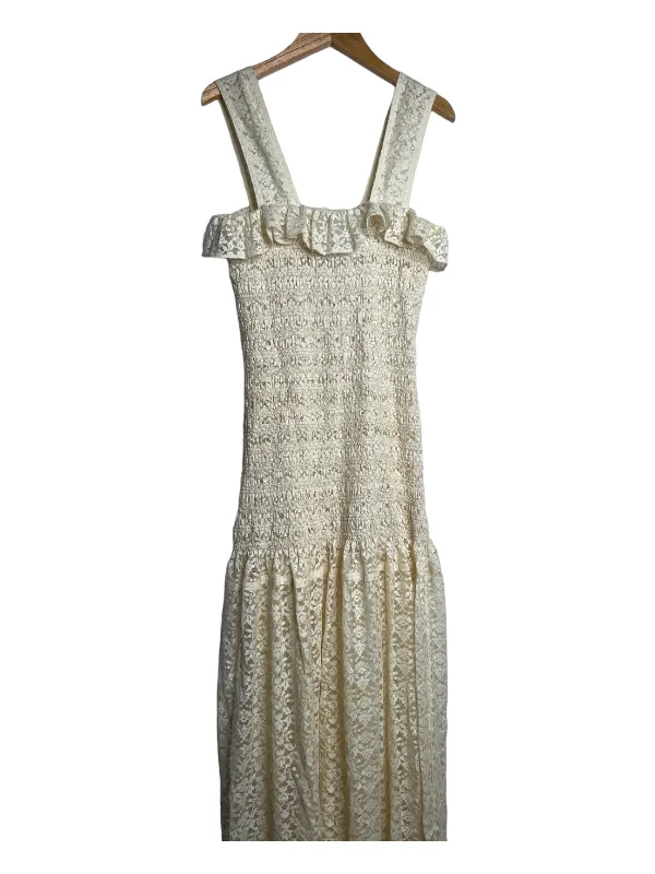 Stella McCartney Size 38 Cream Cotton Blend Lace Wide Strap Ruffle Detail Dress