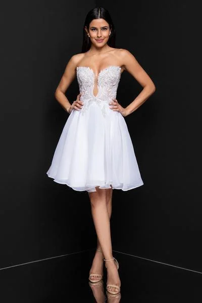 Terani Couture - Bedazzled Plunging Sweetheart Dress 1811P5100SC