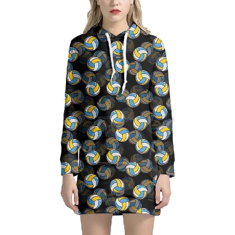 Volleyball Pattern Print Pullover Hoodie Dress