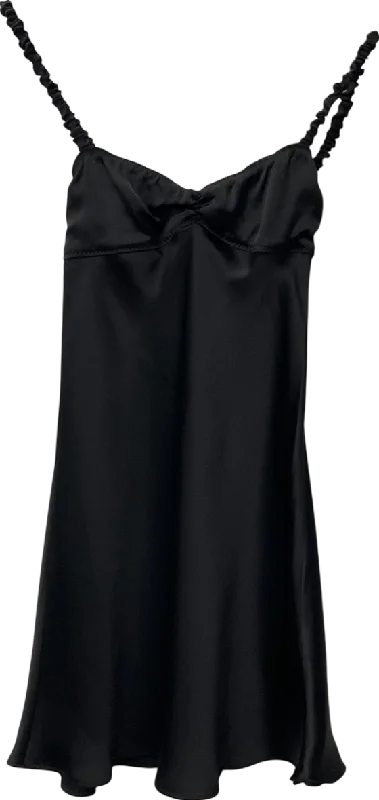 ZARA Black Open Back Satin Dress UK XS