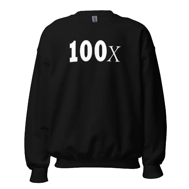 100x Hidden Gem Crypto Coin Bull Run Sweatshirt Long Sleeve Pullover Hoodie with Exposed Zipper Edgy Industrial