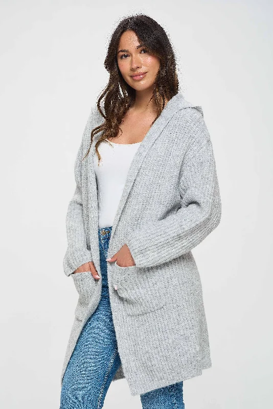 Stylish Light Gray Long Shrug Design Hoodie Pullover Hoodie with Button Classic Timeless