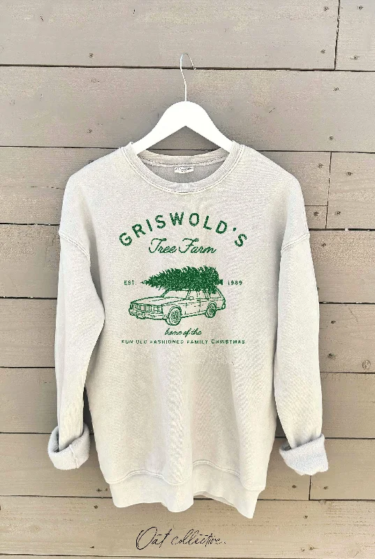 Griswold's Tree Farm Mineral Graphic Sweatshirt Hoodie with Longline Fit Extended Stylish