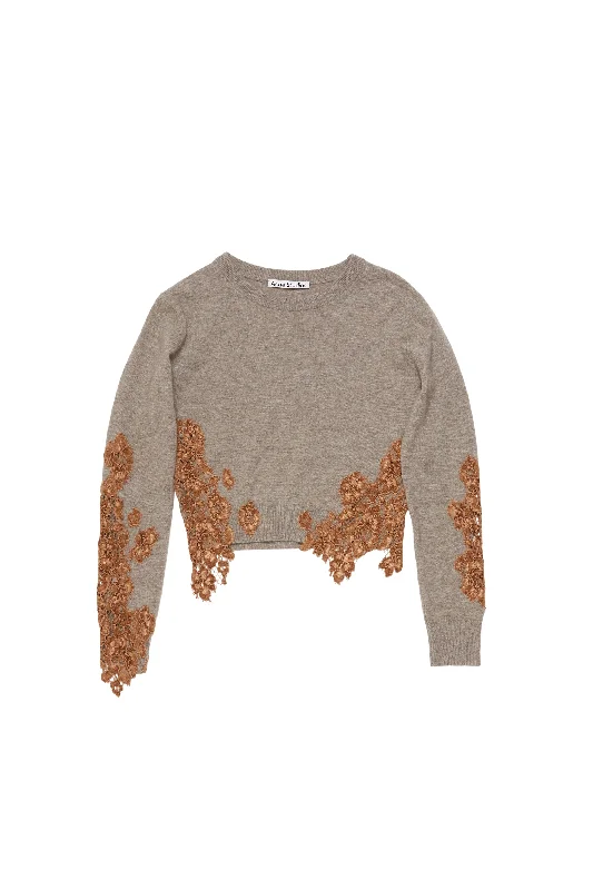 Acne Studios Wool Jumper Lace Trim (Beige) High Neck Crew Neck V-Neck