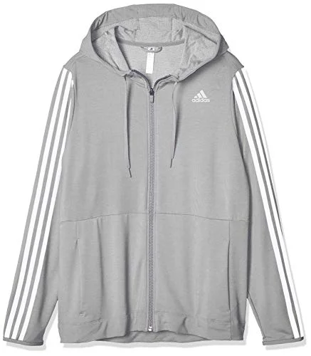 Adidas Womens 3S Knt Fz Hood Sweatshirt Hoodie with Ribbed Hem Stretchable Secure