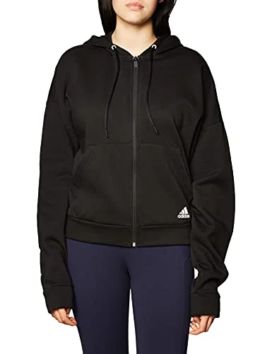 Adidas Womens W Bos Aop Fz Hd Sweatshirt Hoodie with Hem Applique Textured Unique