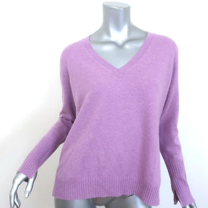 Allude Cashmere V-Neck Sweater Lilac Size Small Tailored Straight A-Line