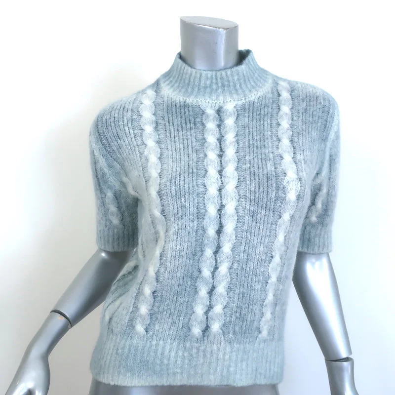 Avant Toi Cable Knit Short Sleeve Sweater Light Blue Alpaca-Blend Size Small Stretchy Elastic Breathable