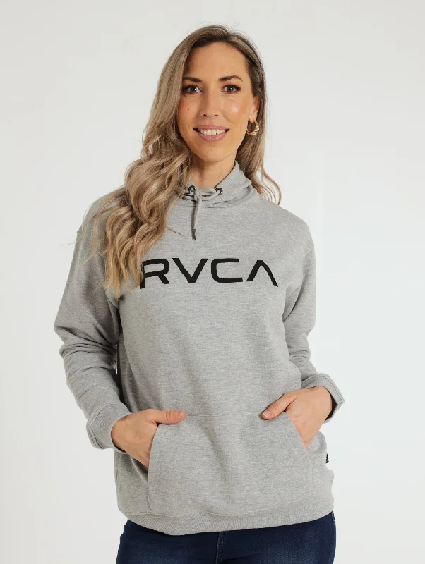 Big RVCA Hoodie - Grey Hoodie with Pocket Utility Practical