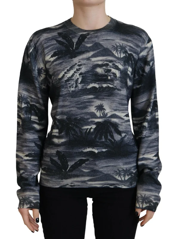 Black Long Sleeve Thunder Sky Print Casual Sweater Nylon Fabric Polyester Fabric Spandex Fabric