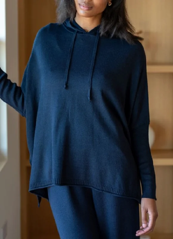 Catalina Hoodie in Navy Hoodie with Toggle Buttons Decorative Unique