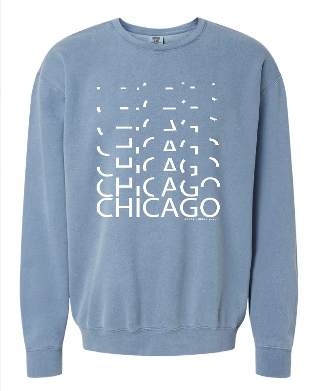 Chicago Lights Crewneck Sweatshirt Hoodie with Raglan Sleeves Sporty Comfortable