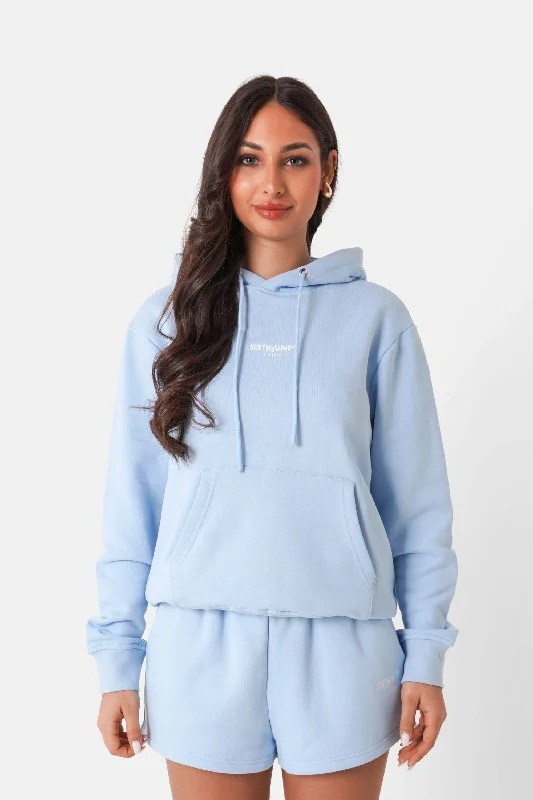 Sweatshirt logo brodé Bleu Hoodie with Back Slit Movement Comfort