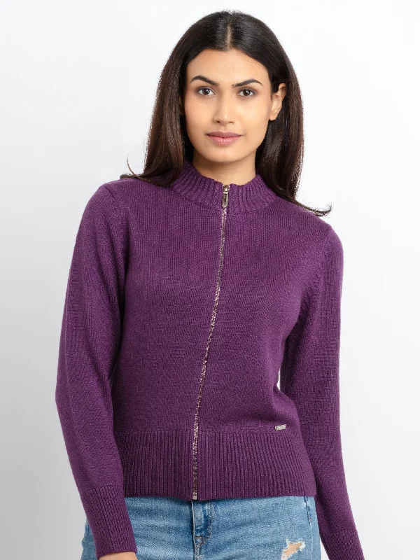 Womens Solid High Neck Sweater Elasticated Padded Insulated