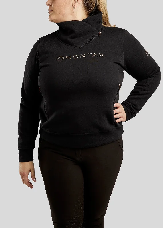 CURVE Naja Sweatshirt - Black Hoodie with Tied Waist Feminine Flattering