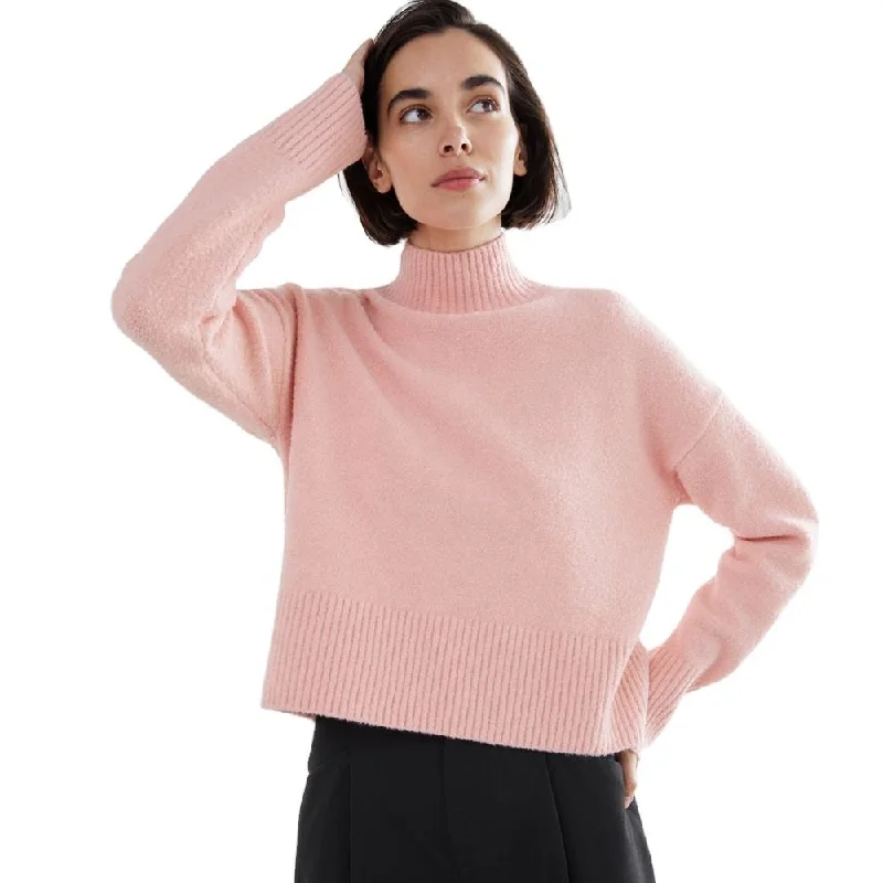 Custom ladies sweater Pullover Long Sleeve knitwear Turtleneck Women clothes sweater Welt Pockets Slit Pockets Flap Pockets