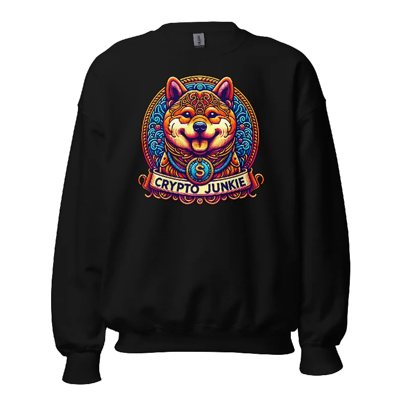 Dog Meme Coins Crypto Dogecoin Shiba Inu Token Sweatshirt Long Sleeve Pullover Hoodie with Hem Elastic Stretchable Comfortable