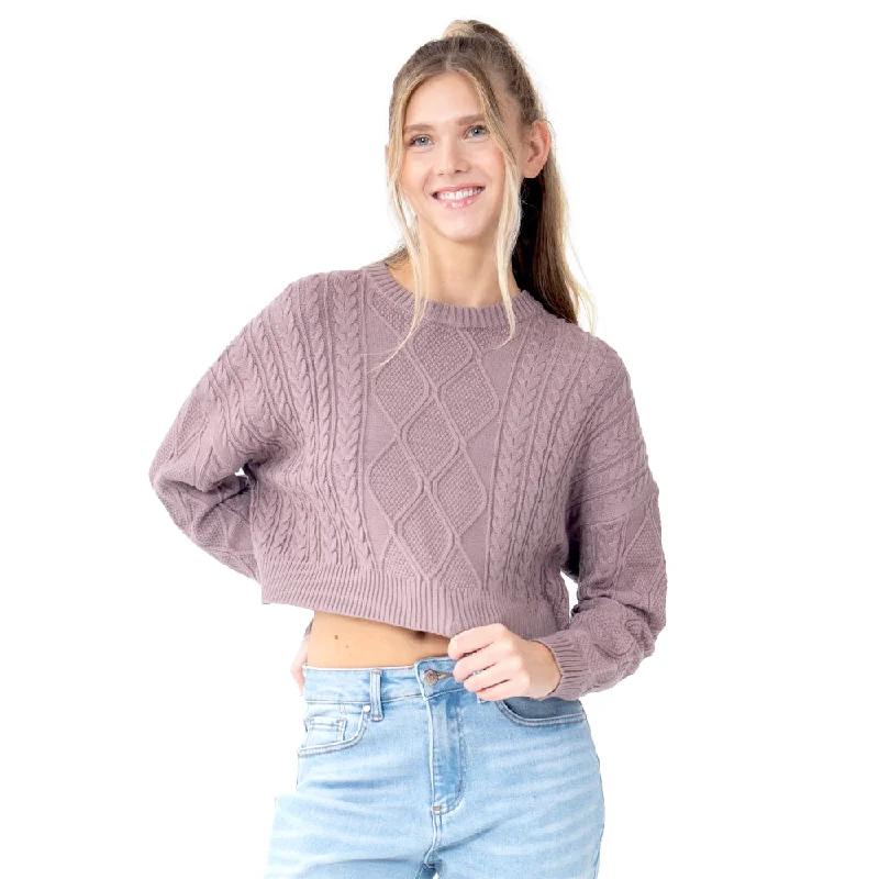 SWEATER PARA MUJER CROP ROUND NECK BRAIDED KNIT FOREVER 21 Bright Pastel Dark