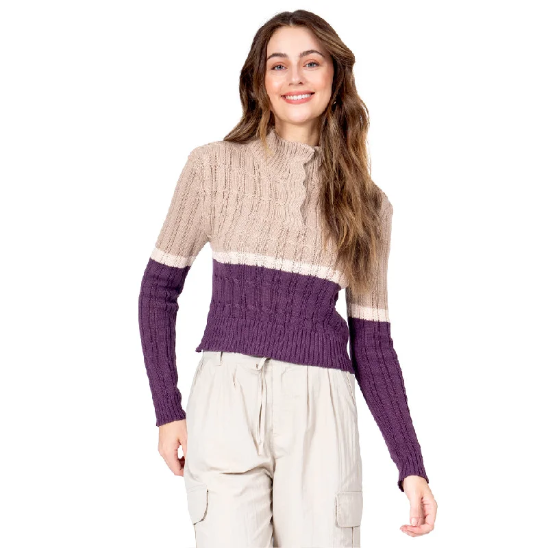 SWEATER PARA MUJER LONG NECK WITH ZIPPER BRAIDED KNIT FOREVER 21 Cable Knit Ribbed Knit Lace Knit