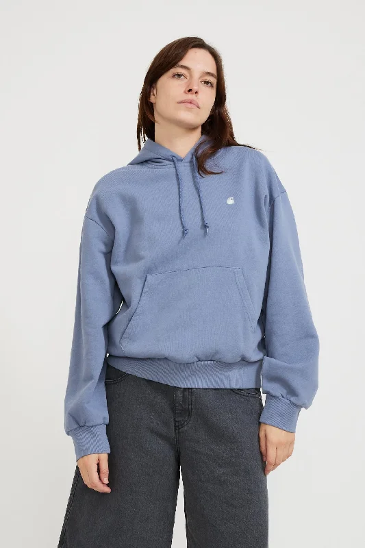 Hooded Casey Sweatshirt Bay Blue/Silver Hoodie with Contrast Stitching Detailed Premium