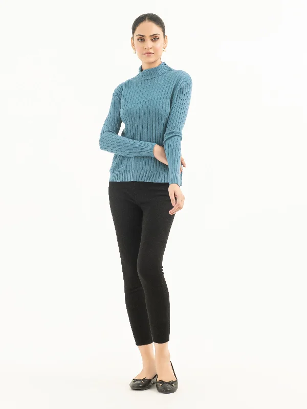 Ribbed Turtle Neck Sweater Open Front Closed Front Wrap Front