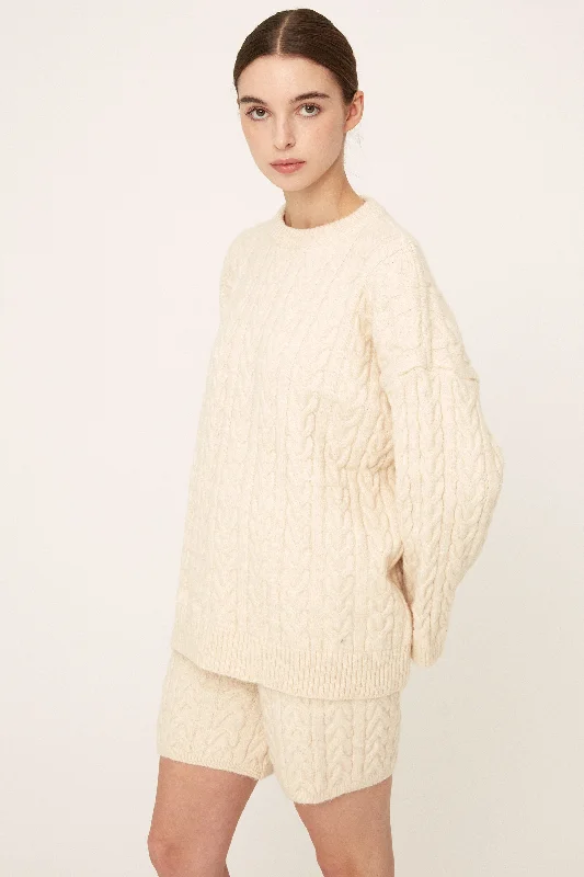 Ivy Cable Sweater n Shorts Set Collared Crew Neck Turtle Neck